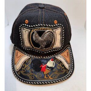 Mexico Gorra Rooster Denim Cap Rooster Leather Metal